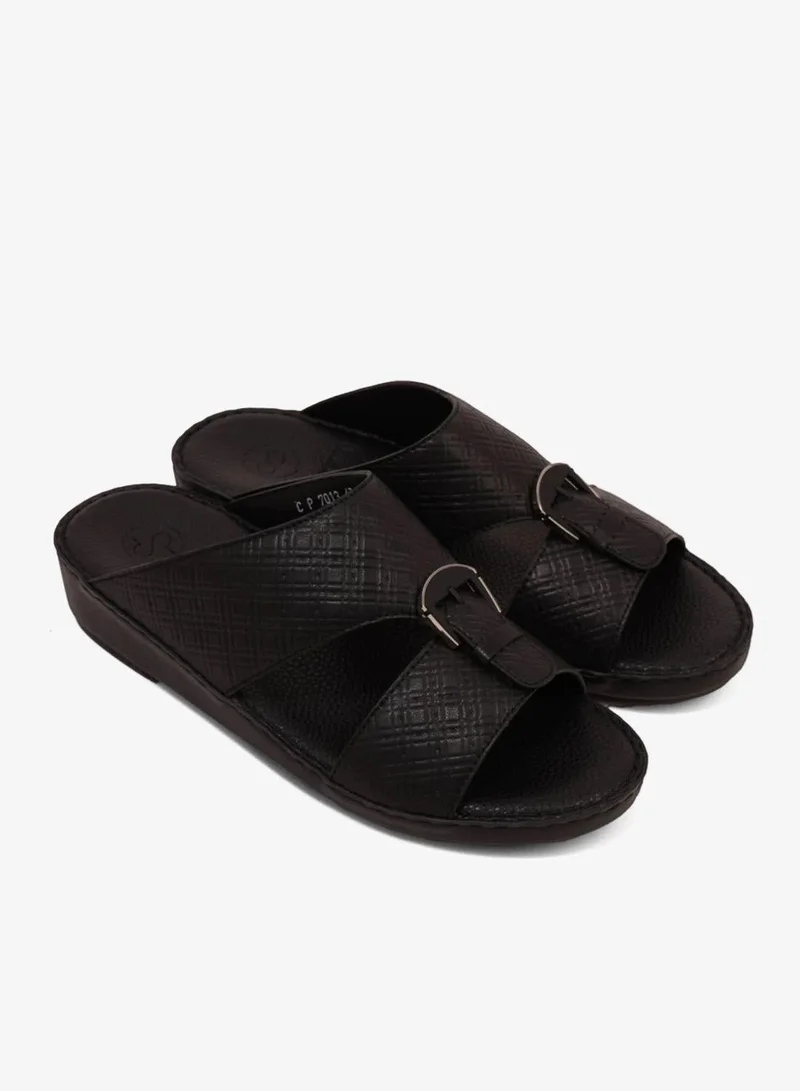 كومفورت بلس صنادل رجالي مريحة جلد مبطنة سهلة الارتداء أسود